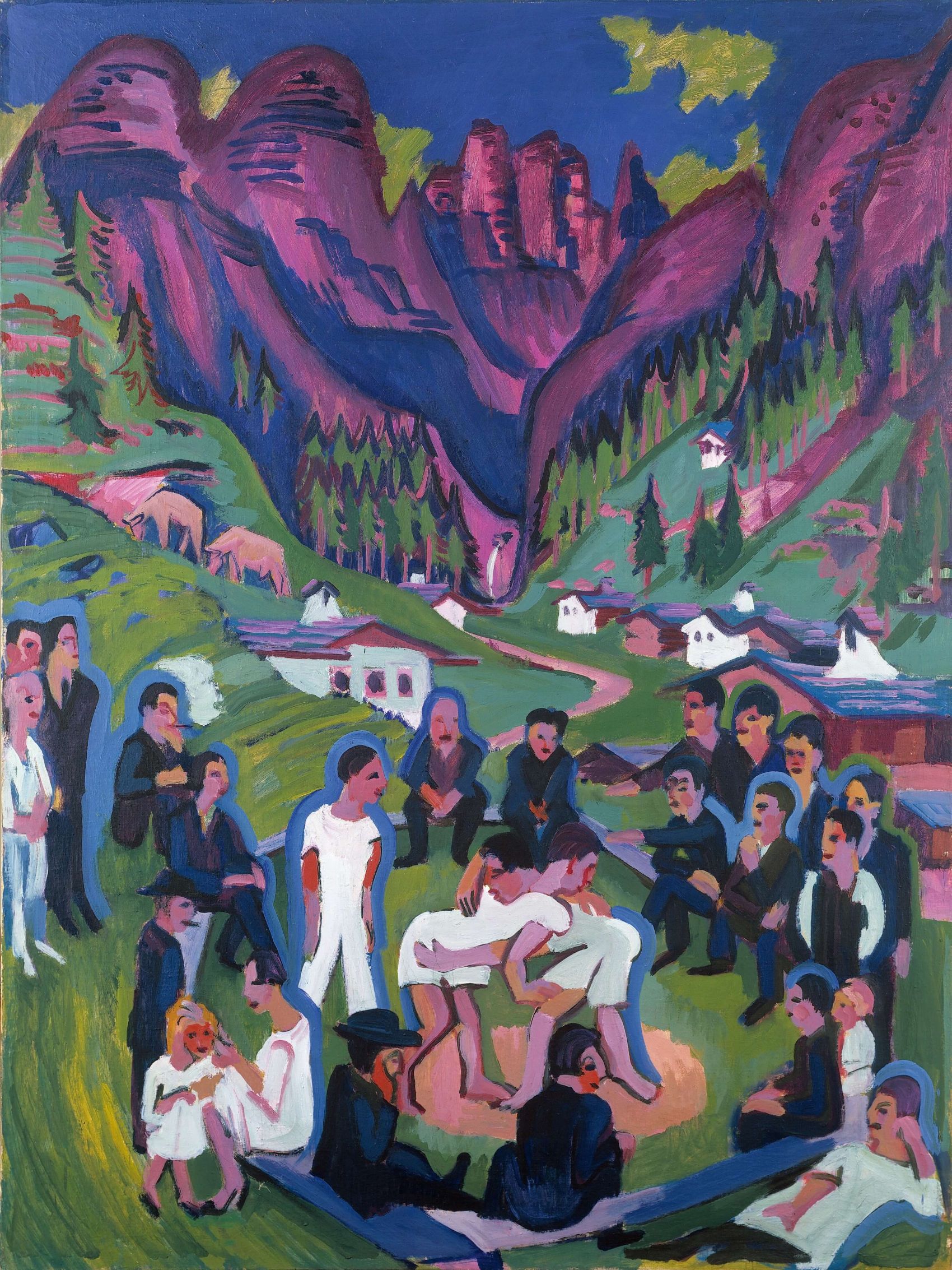 Ernst Ludwig Kirchner, Ringer in den Bergen (Sertigdörfli), 1926 Ernst Ludwig Kirchner, Ringer in den Bergen (Sertigdörfli), 1926
