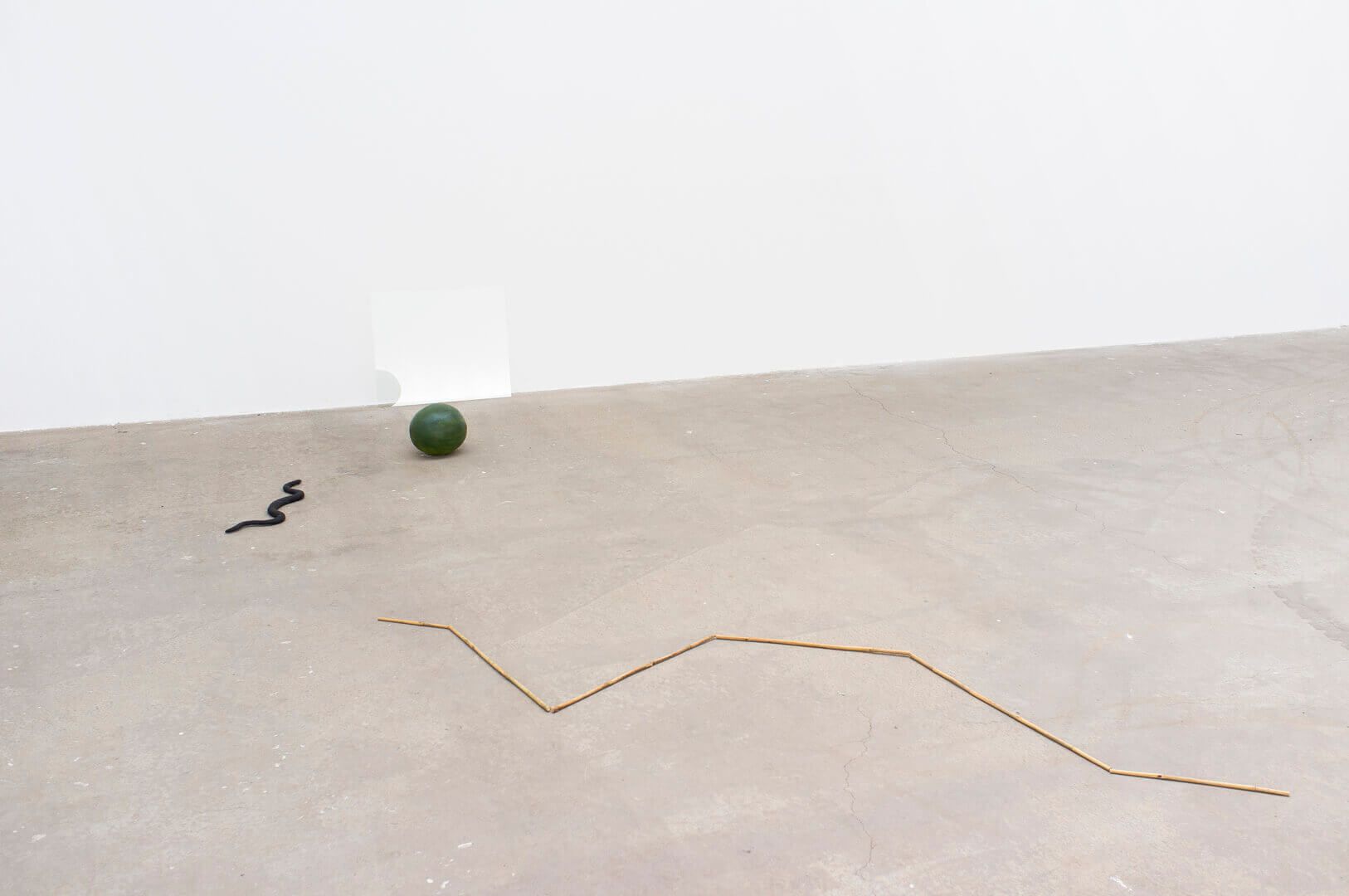 grounding, 2016Acrylic, bamboo sticks, plaster, glass, coconut fibre, oil, papier mâché, salt dough, impact metal, filling compound